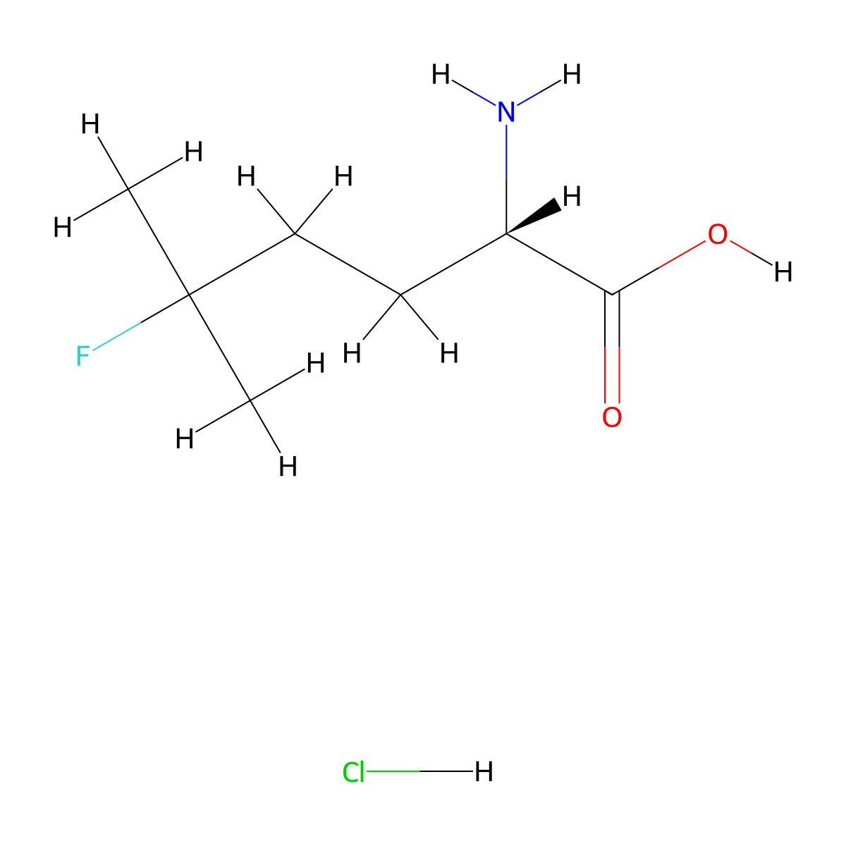 (2S)-2-amino-5-fluoro-5-methylhexanoic acid hydrochloride molecular structure, CAS 2679949-99-4