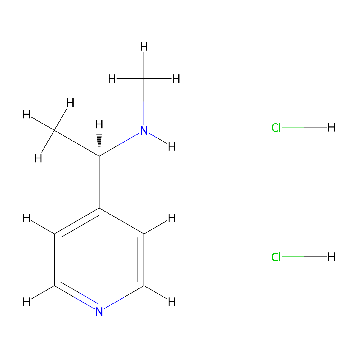 methyl[(1R)-1-(pyridin-4-yl)ethyl]amine dihydrochloride molecular structure, CAS 2679950-01-5