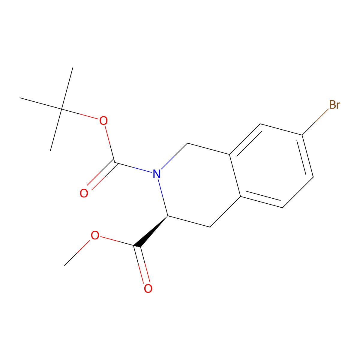 2-tert-butyl 3-methyl (3S)-7-bromo-1,2,3,4-tetrahydroisoquinoline-2,3-dicarboxylate molecular structure, CAS 2679950-05-9