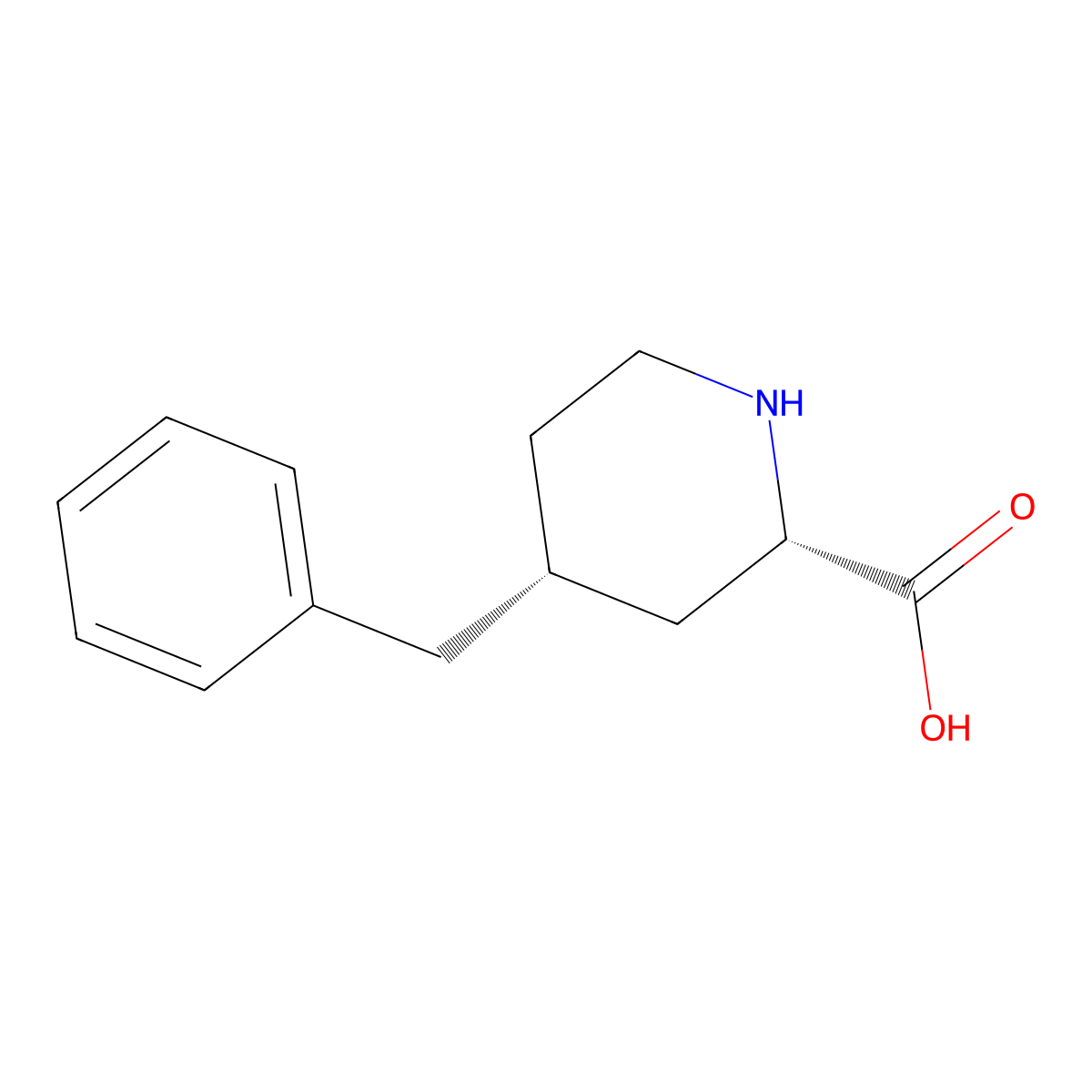 rac-(2R,4S)-4-benzylpiperidine-2-carboxylic acid, cis molecular structure, CAS 2679950-13-9