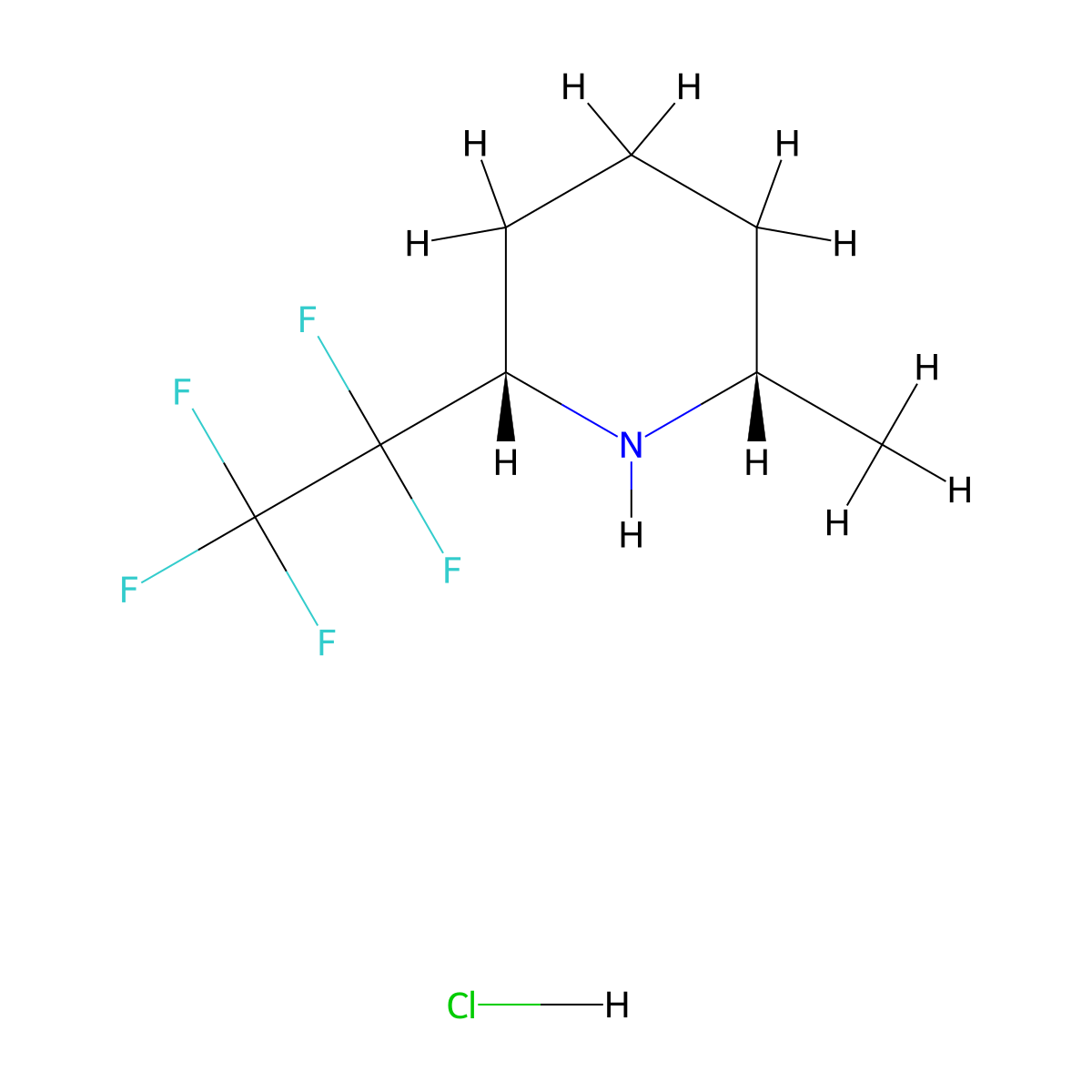 rac-(2R,6R)-2-methyl-6-(1,1,2,2,2-pentafluoroethyl)piperidine hydrochloride molecular structure, CAS 2679950-14-0