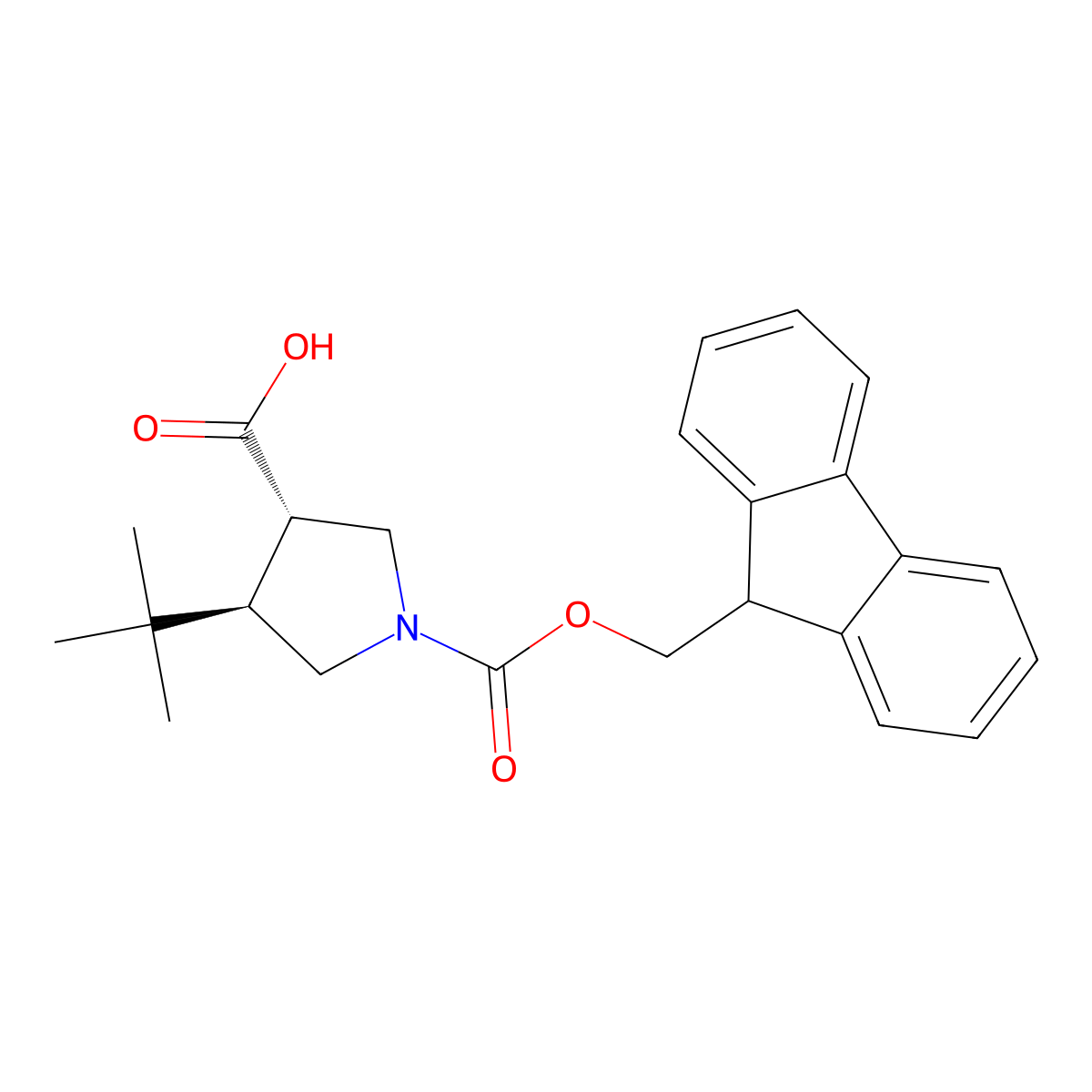 rac-(3R,4S)-4-tert-butyl-1-{[(9H-fluoren-9-yl)methoxy]carbonyl}pyrrolidine-3-carboxylic acid molecular structure, CAS 2679950-19-5