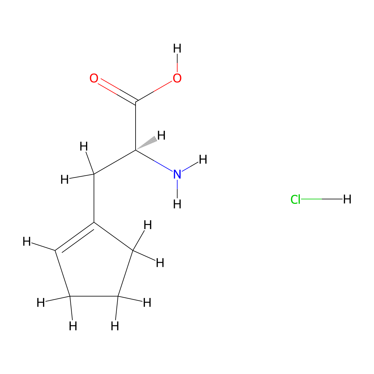 (2S)-2-amino-3-(cyclopent-1-en-1-yl)propanoic acid hydrochloride molecular structure, CAS 2679950-30-0