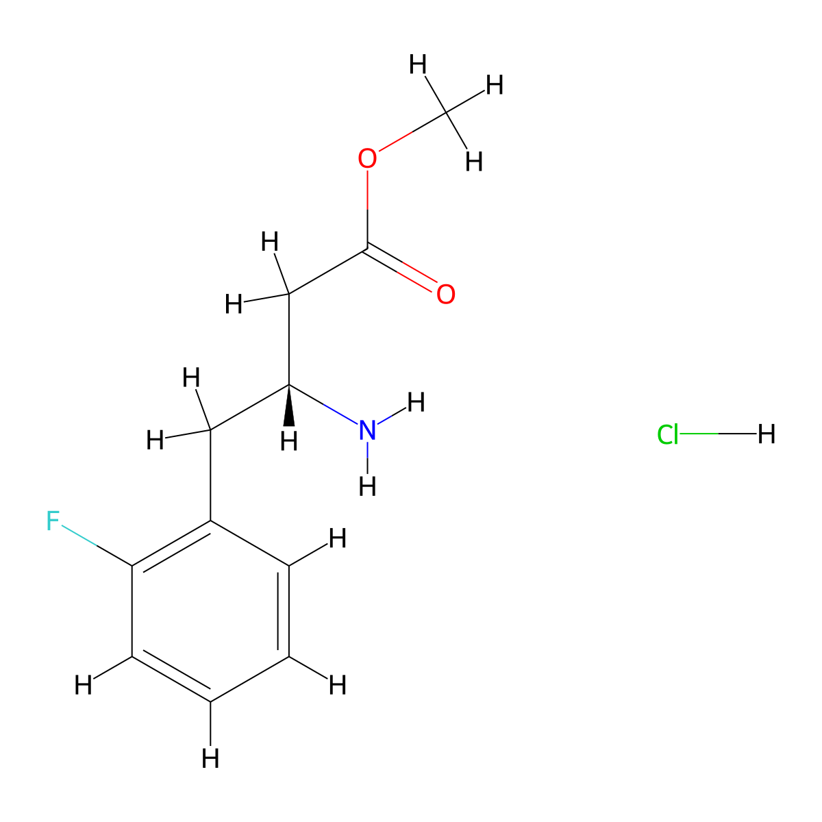 methyl (3R)-3-amino-4-(2-fluorophenyl)butanoate hydrochloride molecular structure, CAS 2679950-31-1