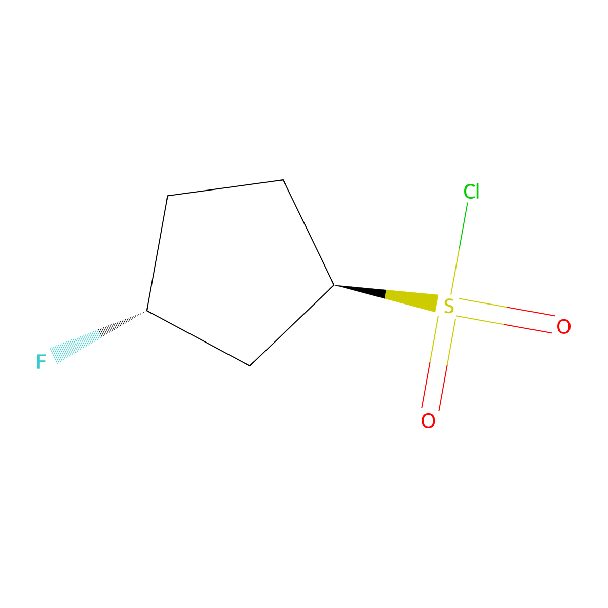rac-(1R,3R)-3-fluorocyclopentane-1-sulfonyl chloride molecular structure, CAS 2679950-32-2