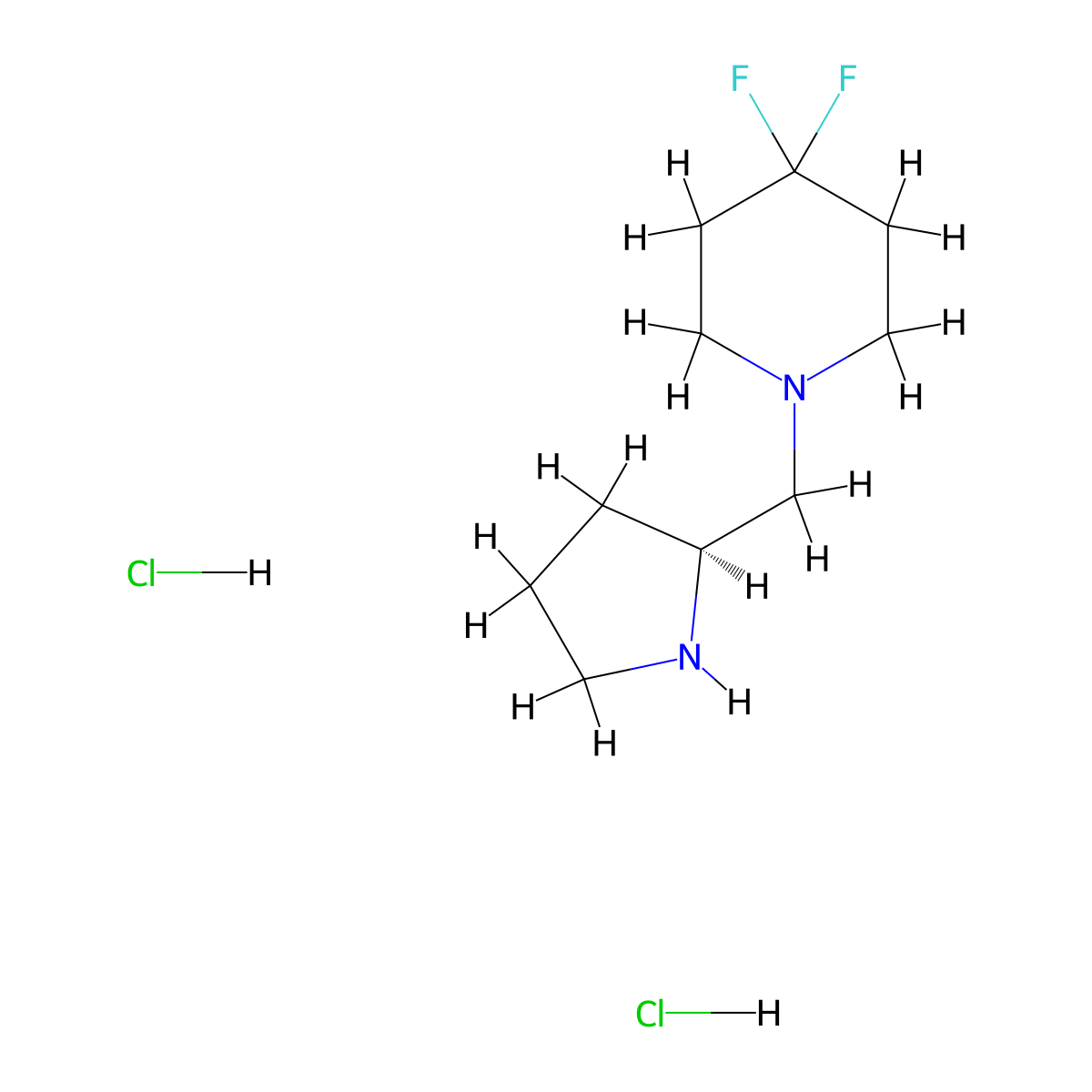 4,4-difluoro-1-{[(2S)-pyrrolidin-2-yl]methyl}piperidine dihydrochloride molecular structure, CAS 2679950-35-5