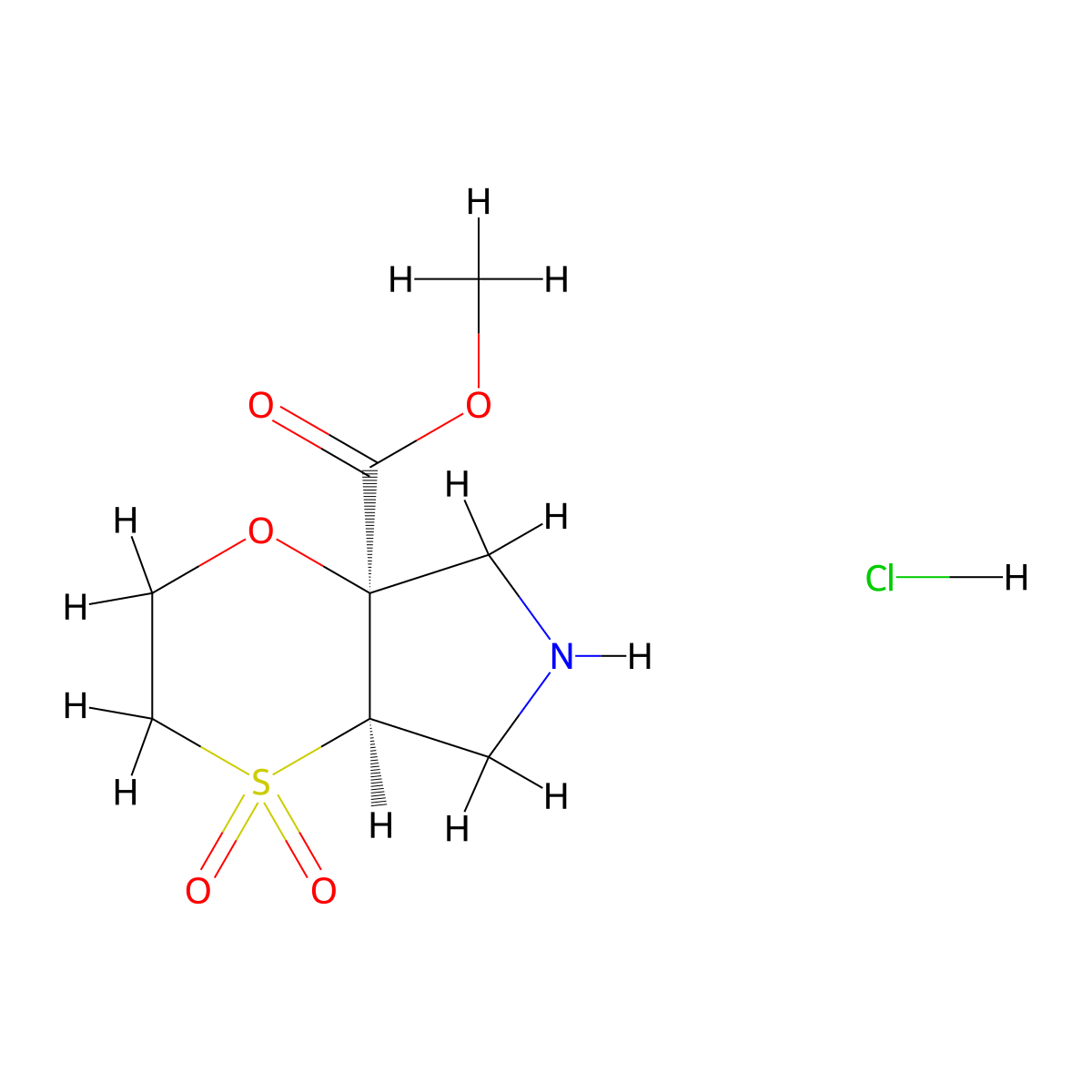 rac-methyl (4aR,7aR)-4,4-dioxo-hexahydro-2H-4lambda6-[1,4]oxathiino[2,3-c]pyrrole-7a-carboxylate hydrochloride molecular structure, CAS 2679950-42-4