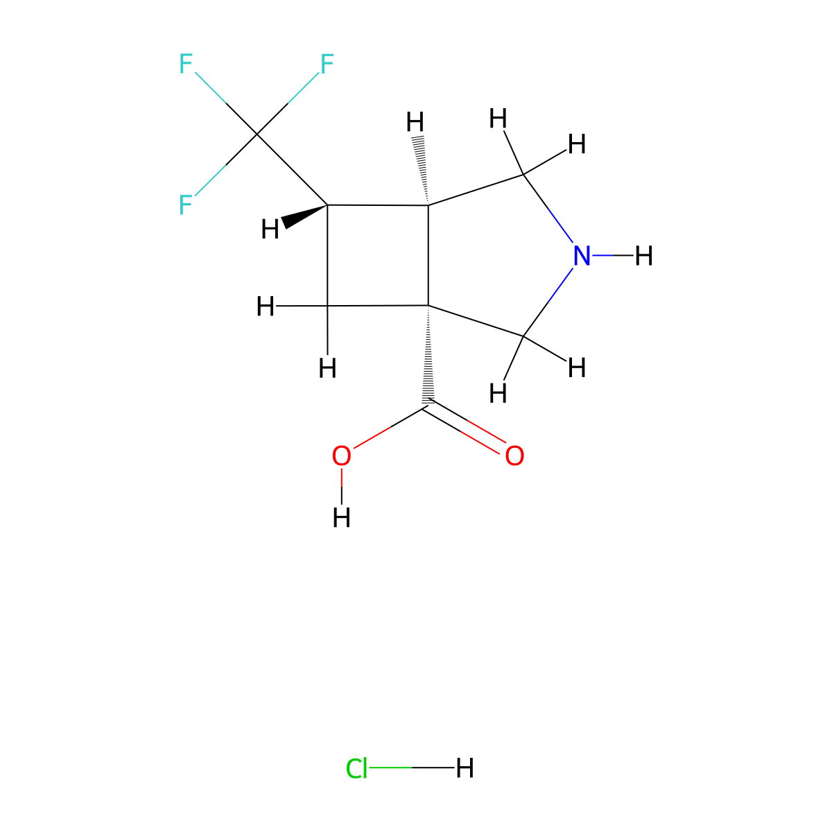 rac-(1R,5R,6S)-6-(trifluoromethyl)-3-azabicyclo[3.2.0]heptane-1-carboxylic acid hydrochloride molecular structure, CAS 2679950-43-5