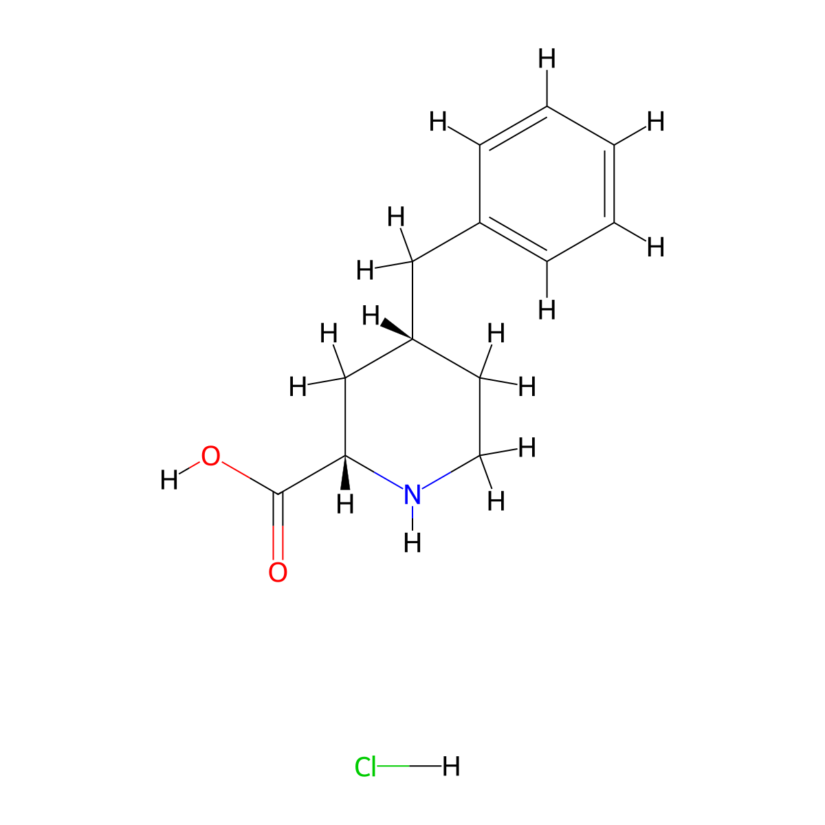 rac-(2R,4S)-4-benzylpiperidine-2-carboxylic acid hydrochloride molecular structure, CAS 2679950-61-7