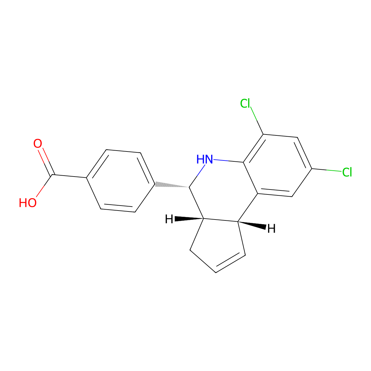 4-[(3aS,4R,9bR)-6,8-dichloro-3a,4,5,9b-tetrahydro-3H-cyclopenta[c]quinolin-4-yl]benzoic acid molecular structure, CAS 2679950-68-4