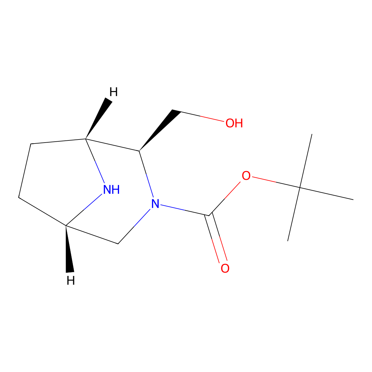 rac-tert-butyl (1R,2S,5S)-2-(hydroxymethyl)-3,8-diazabicyclo[3.2.1]octane-3-carboxylate molecular structure, CAS 2679950-72-0
