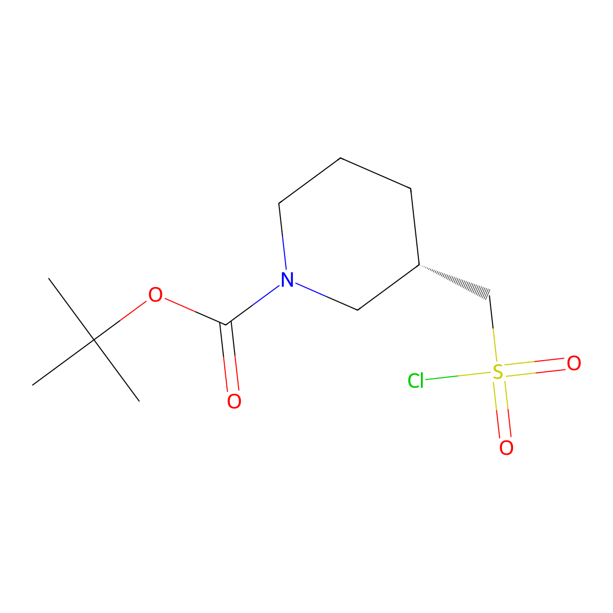 tert-butyl (3S)-3-((chlorosulfonyl)methyl)piperidine-1-carboxylate molecular structure, CAS 2679950-74-2