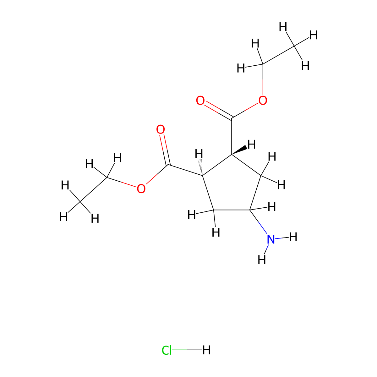 rac-1,2-diethyl (1R,2R)-4-aminocyclopentane-1,2-dicarboxylate hydrochloride molecular structure, CAS 2679950-75-3