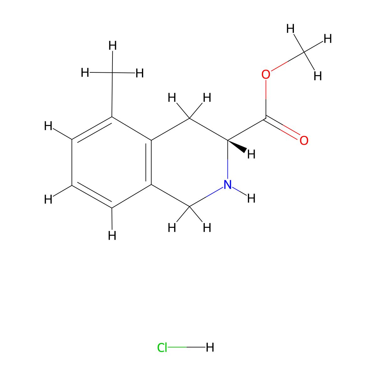 methyl (3R)-5-methyl-1,2,3,4-tetrahydroisoquinoline-3-carboxylate hydrochloride molecular structure, CAS 2679950-76-4
