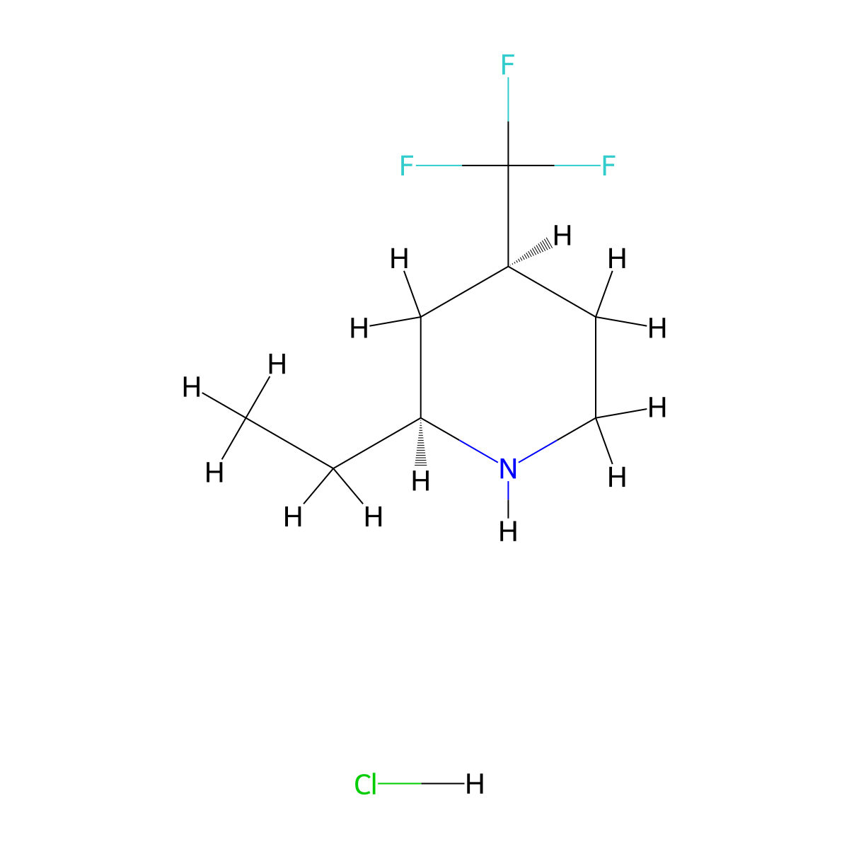 rac-(2R,4R)-2-ethyl-4-(trifluoromethyl)piperidine hydrochloride molecular structure, CAS 2679950-97-9