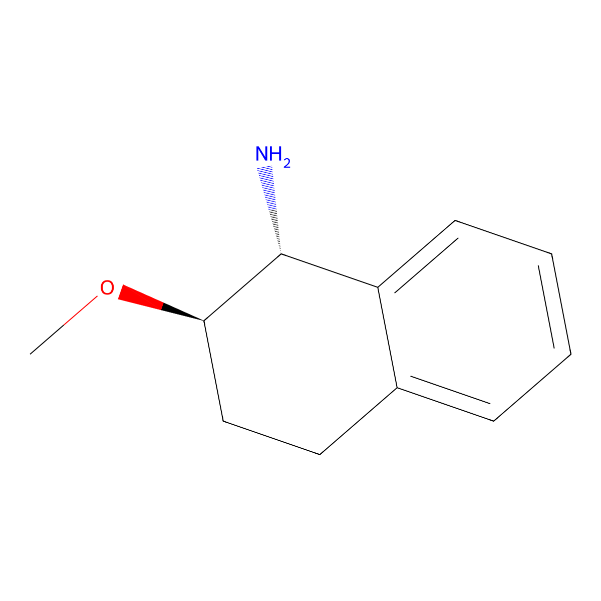 rac-(1R,2R)-2-methoxy-1,2,3,4-tetrahydronaphthalen-1-amine, trans molecular structure, CAS 2679951-07-4