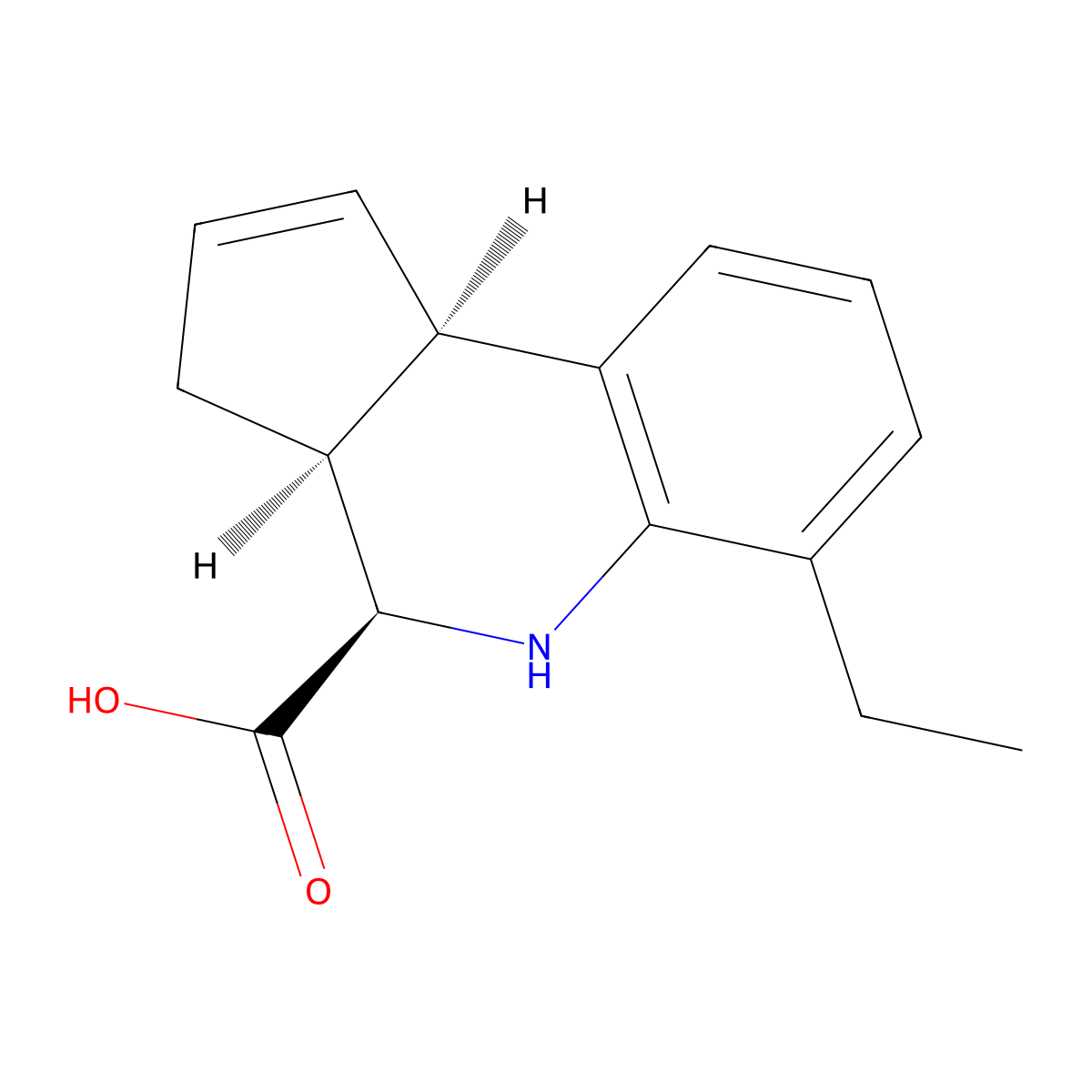 rac-(3aR,4S,9bS)-6-ethyl-3H,3aH,4H,5H,9bH-cyclopenta[c]quinoline-4-carboxylic acid molecular structure, CAS 2679951-14-3