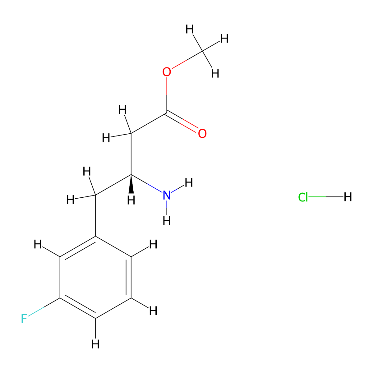 methyl (3R)-3-amino-4-(3-fluorophenyl)butanoate hydrochloride molecular structure, CAS 2679951-17-6