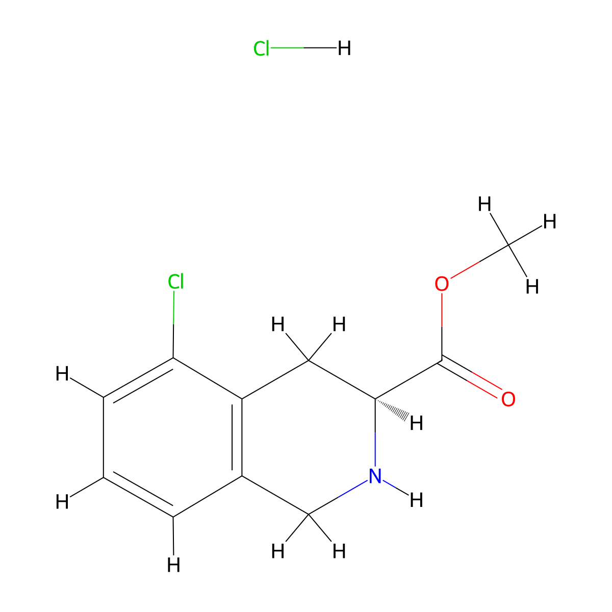 methyl (3S)-5-chloro-1,2,3,4-tetrahydroisoquinoline-3-carboxylate hydrochloride molecular structure, CAS 2679951-19-8