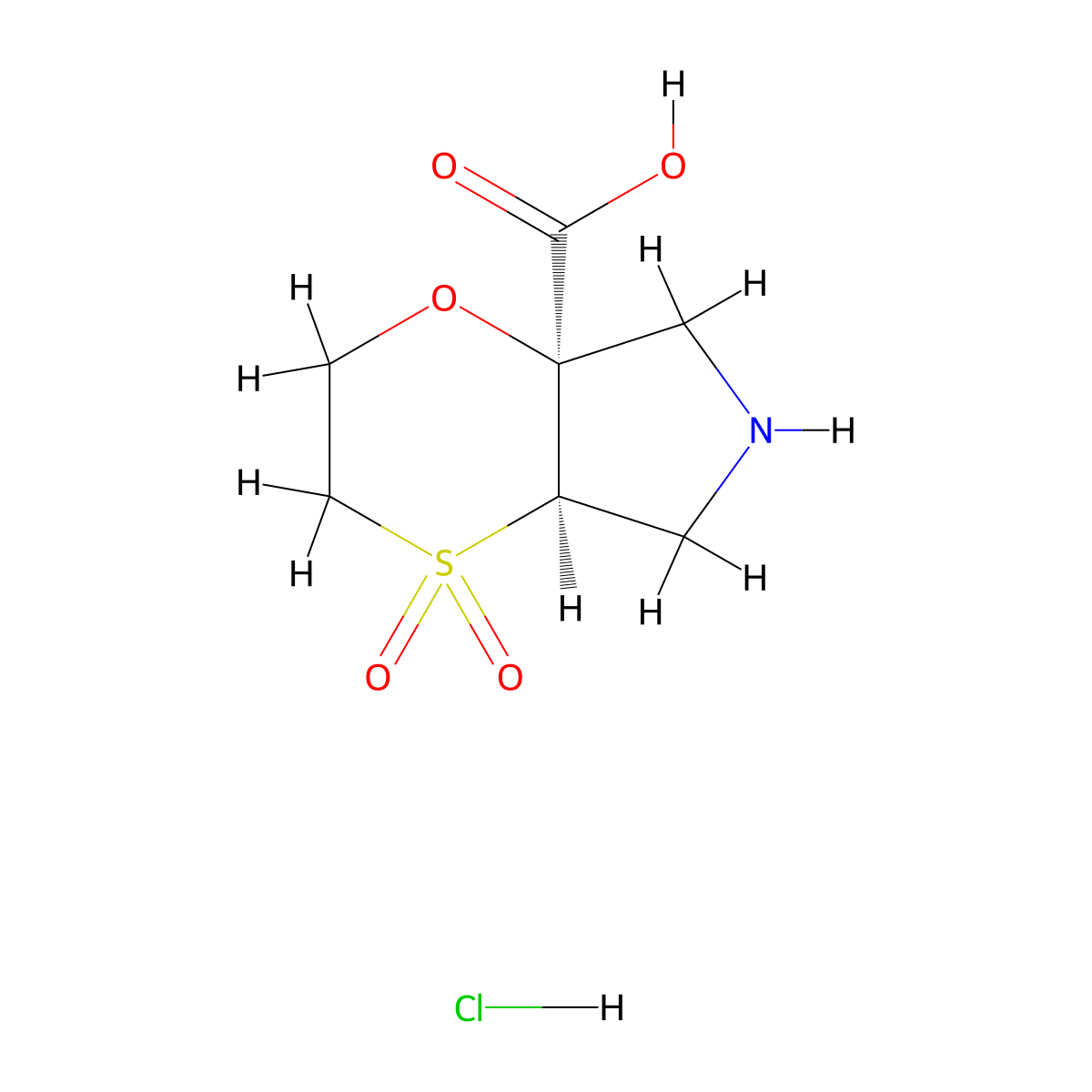 rac-(4aR,7aR)-4,4-dioxo-hexahydro-2H-4lambda6-[1,4]oxathiino[2,3-c]pyrrole-7a-carboxylic acid hydrochloride molecular structure, CAS 2679951-23-4