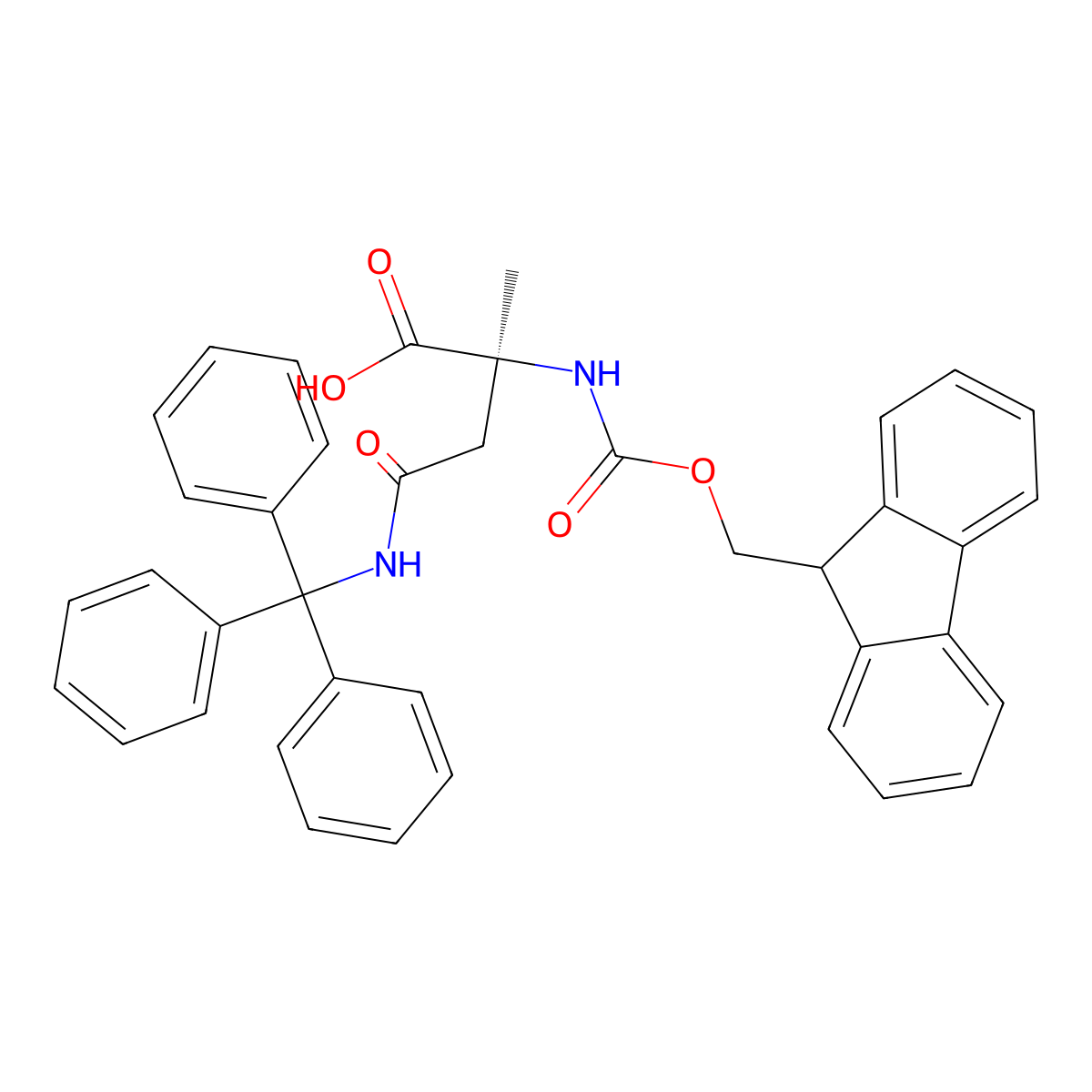 (2S)-2-((((9H-fluoren-9-yl)methoxy)carbonyl)amino)-2-methyl-3-((triphenylmethyl)carbamoyl)propanoic acid molecular structure, CAS 2679951-28-9