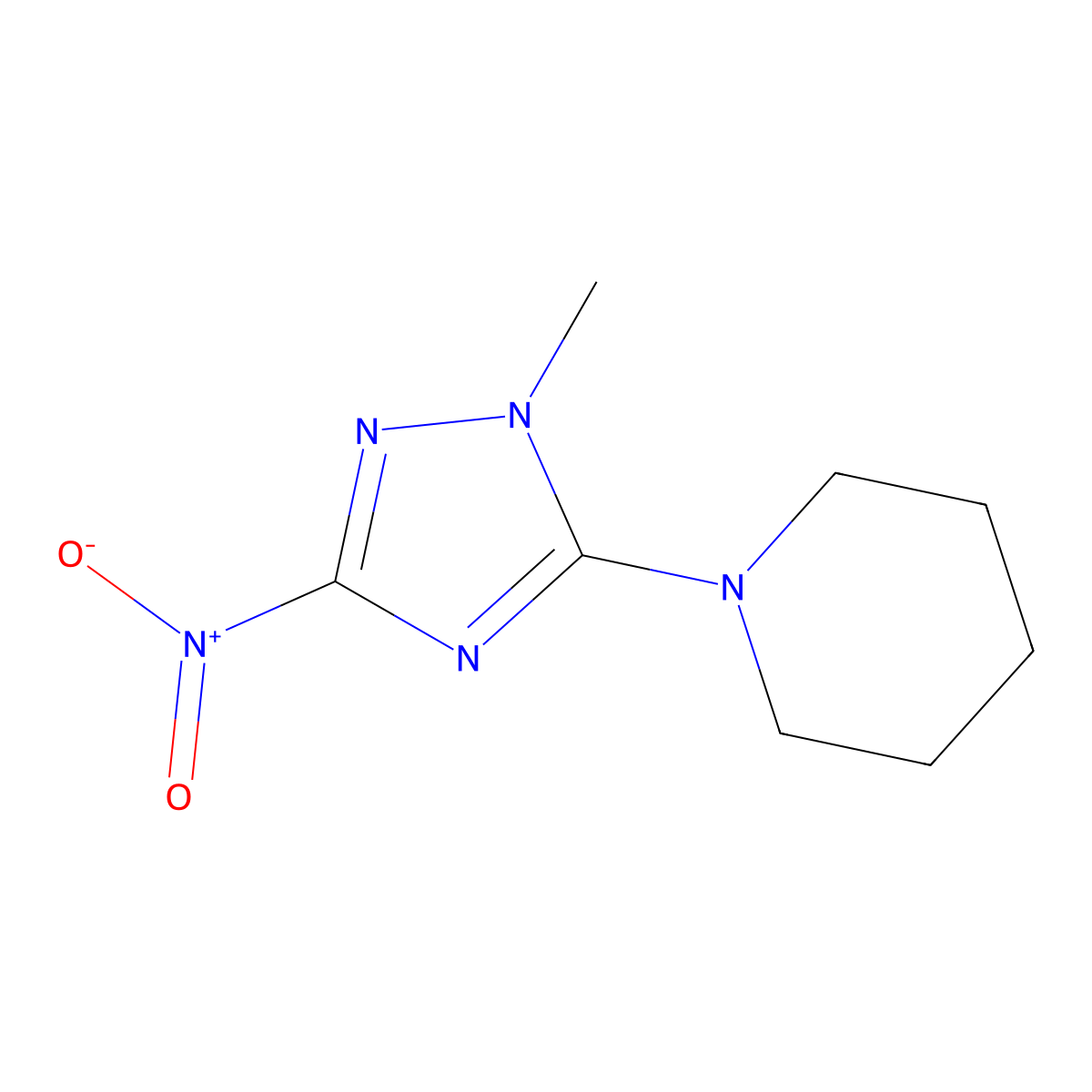 1-(2-Methyl-5-nitro-1,2,4-triazol-3-yl)piperidine molecular structure, CAS 26803-82-7