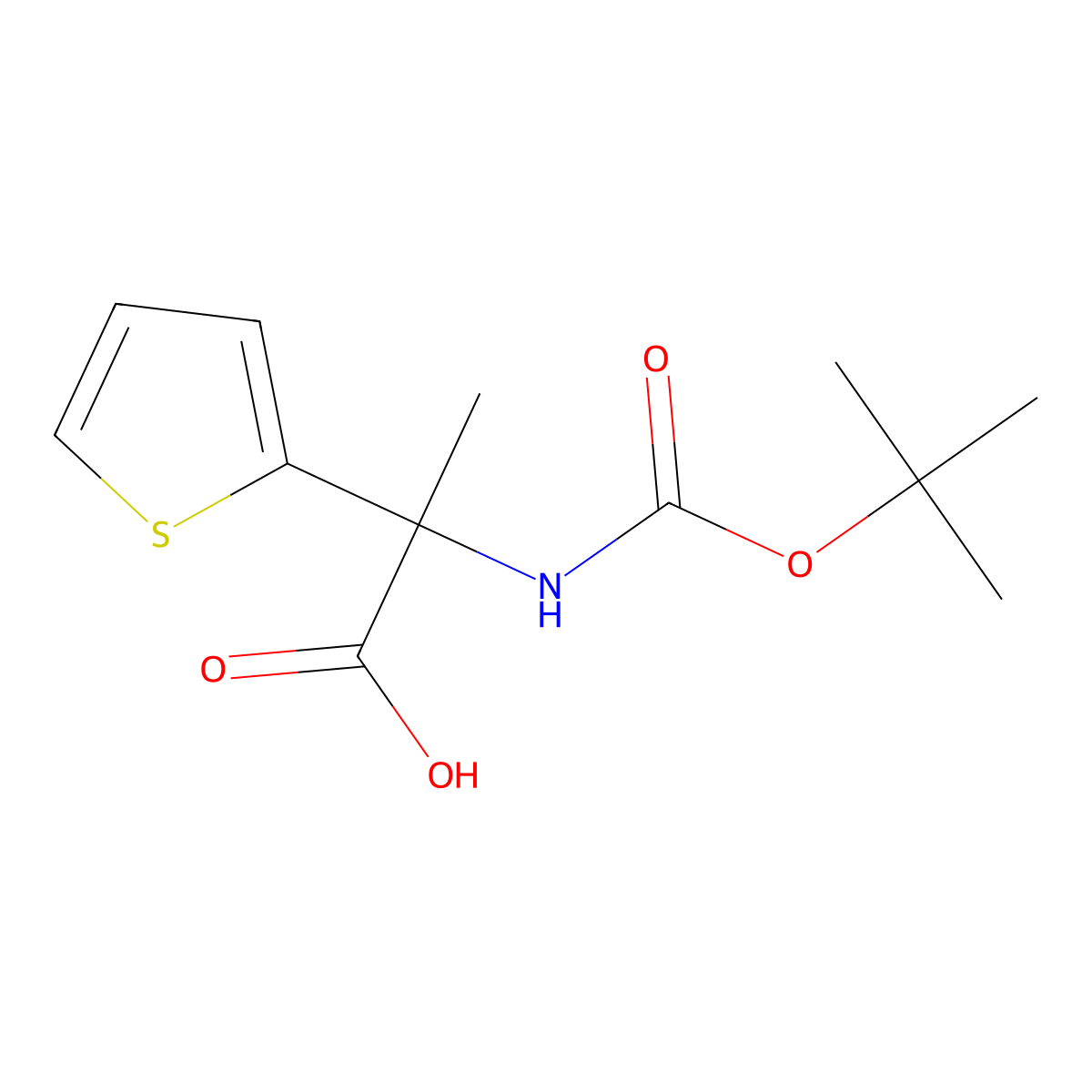 2-{[(Tert-butoxy)carbonyl]amino}-2-(thiophen-2-yl)propanoic acid molecular structure, CAS 26805-16-3