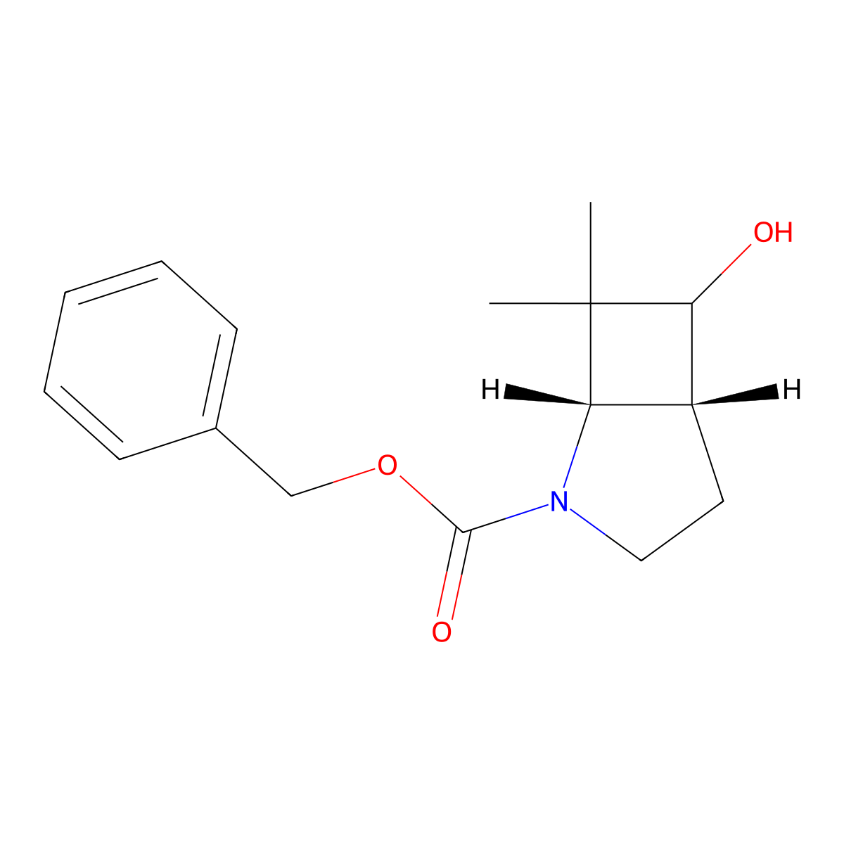 rac-benzyl (1R,5S)-6-hydroxy-7,7-dimethyl-2-azabicyclo[3.2.0]heptane-2-carboxylate molecular structure, CAS 2680520-83-4