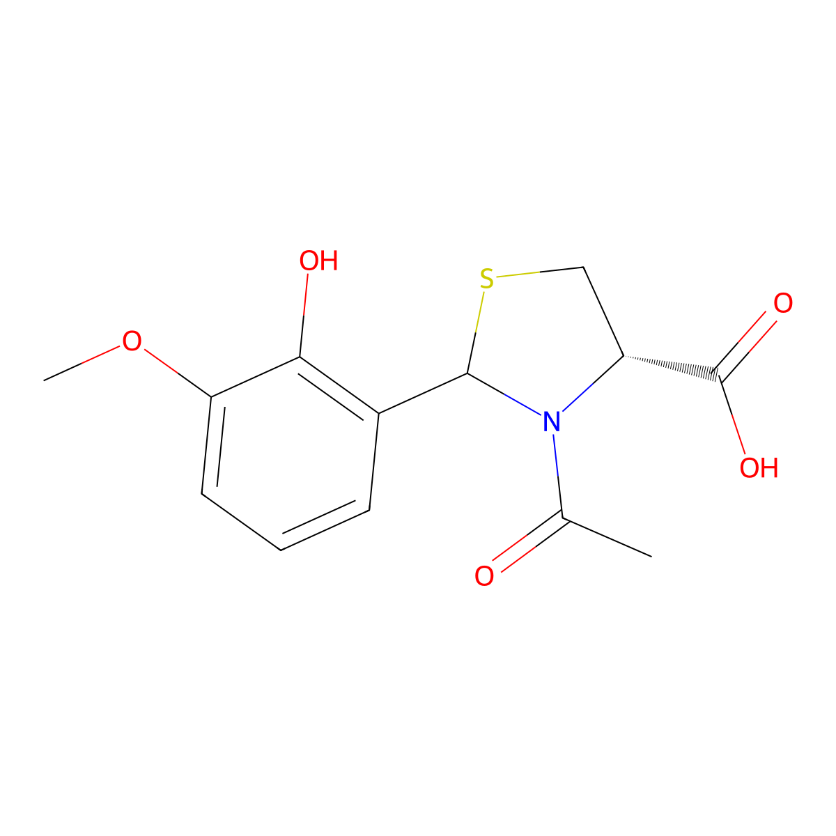 (4S)-3-acetyl-2-(2-hydroxy-3-methoxyphenyl)-1,3-thiazolidine-4-carboxylic acid molecular structure, CAS 2680521-02-0