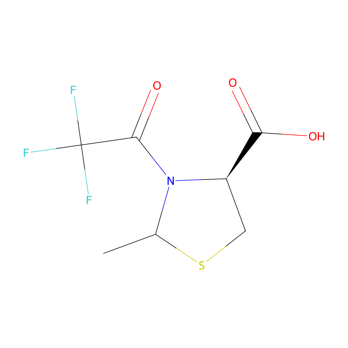 (4S)-2-methyl-3-(2,2,2-trifluoroacetyl)-1,3-thiazolidine-4-carboxylic acid molecular structure, CAS 2680521-10-0
