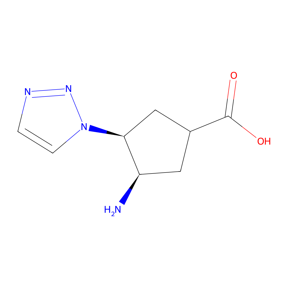 rac-(3R,4S)-3-amino-4-(1H-1,2,3-triazol-1-yl)cyclopentane-1-carboxylic acid molecular structure, CAS 2680521-24-6