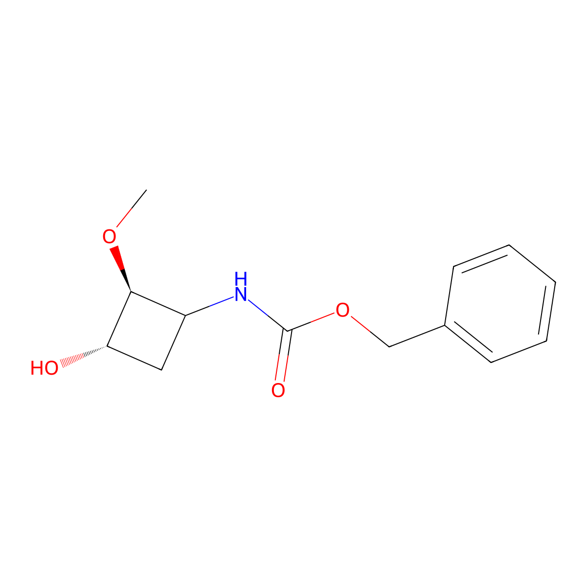 rac-benzyl N-[(2R,3R)-3-hydroxy-2-methoxycyclobutyl]carbamate molecular structure, CAS 2680521-38-2