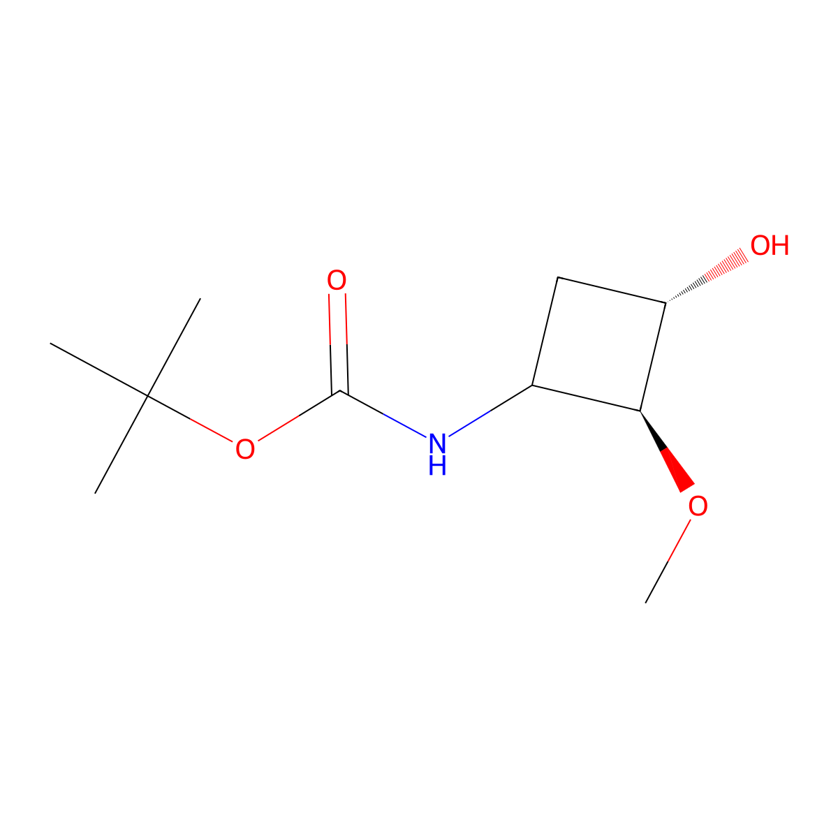 rac-tert-butyl N-[(2R,3R)-3-hydroxy-2-methoxycyclobutyl]carbamate molecular structure, CAS 2680521-43-9