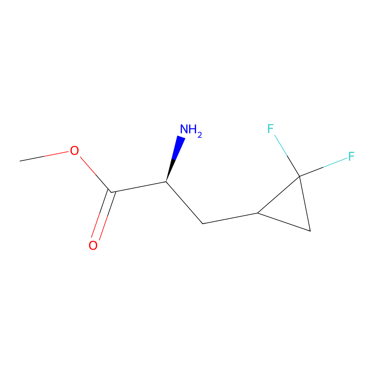 methyl (2S)-2-amino-3-(2,2-difluorocyclopropyl)propanoate molecular structure, CAS 2680521-44-0