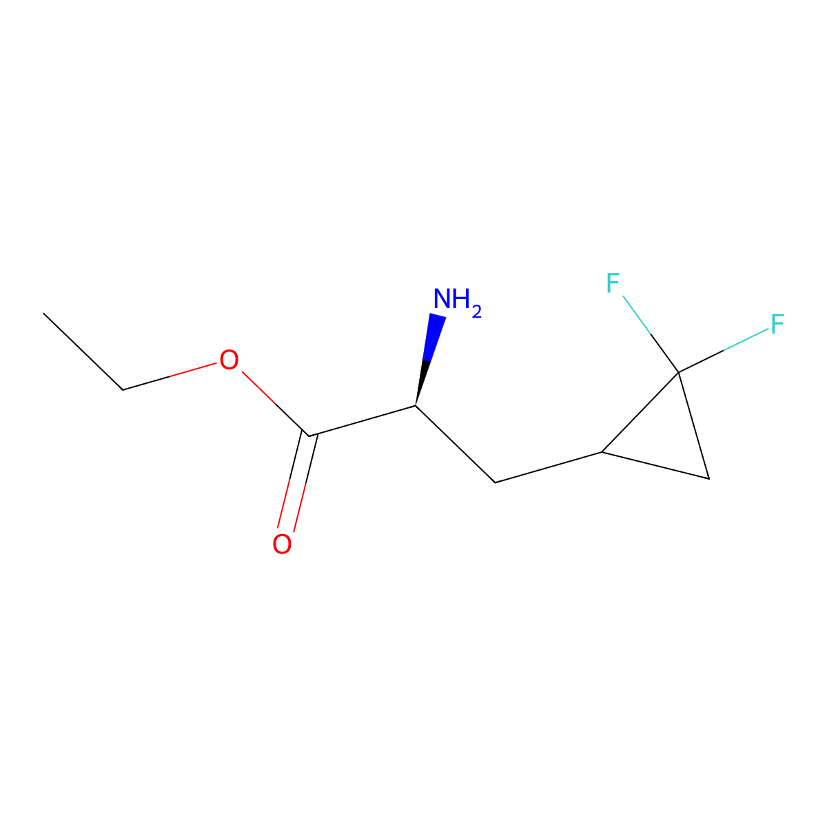 ethyl (2S)-2-amino-3-(2,2-difluorocyclopropyl)propanoate molecular structure, CAS 2680521-54-2