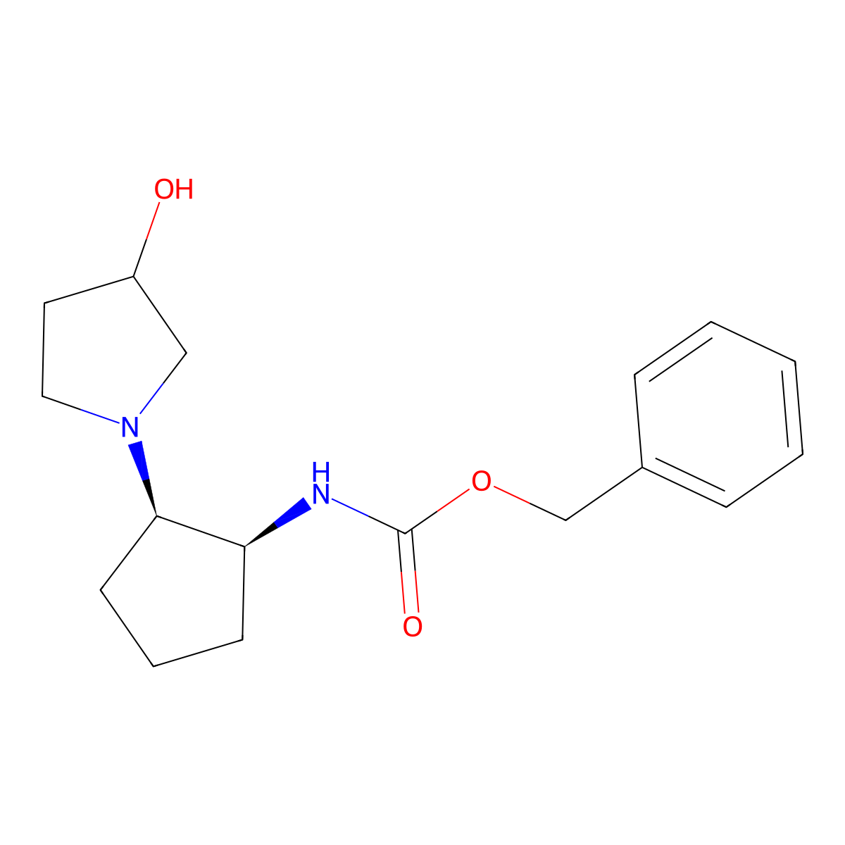 rac-benzyl N-[(1R,2S)-2-(3-hydroxypyrrolidin-1-yl)cyclopentyl]carbamate molecular structure, CAS 2680522-22-7