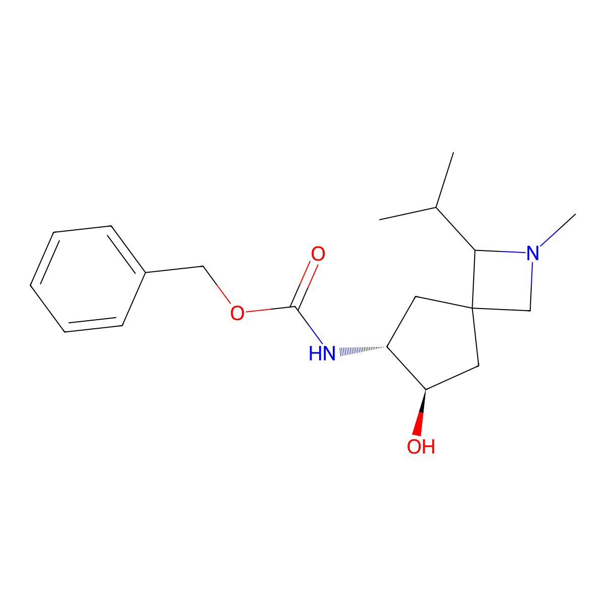 rac-benzyl N-[(6R,7R)-7-hydroxy-2-methyl-1-(propan-2-yl)-2-azaspiro[3.4]octan-6-yl]carbamate molecular structure, CAS 2680522-26-1