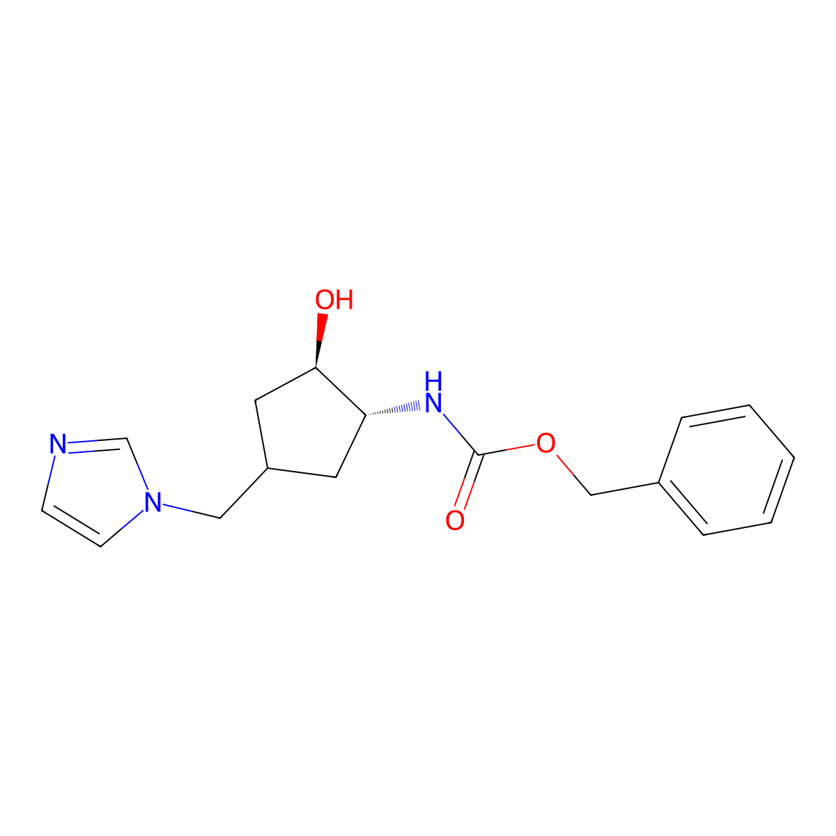 rac-benzyl N-[(1R,2R)-2-hydroxy-4-[(1H-imidazol-1-yl)methyl]cyclopentyl]carbamate molecular structure, CAS 2680522-29-4