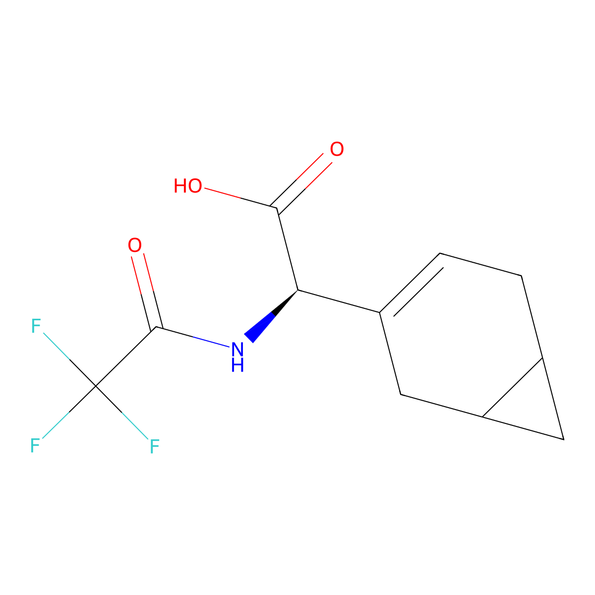 (2R)-2-{bicyclo[4.1.0]hept-3-en-3-yl}-2-(2,2,2-trifluoroacetamido)acetic acid molecular structure, CAS 2680522-42-1