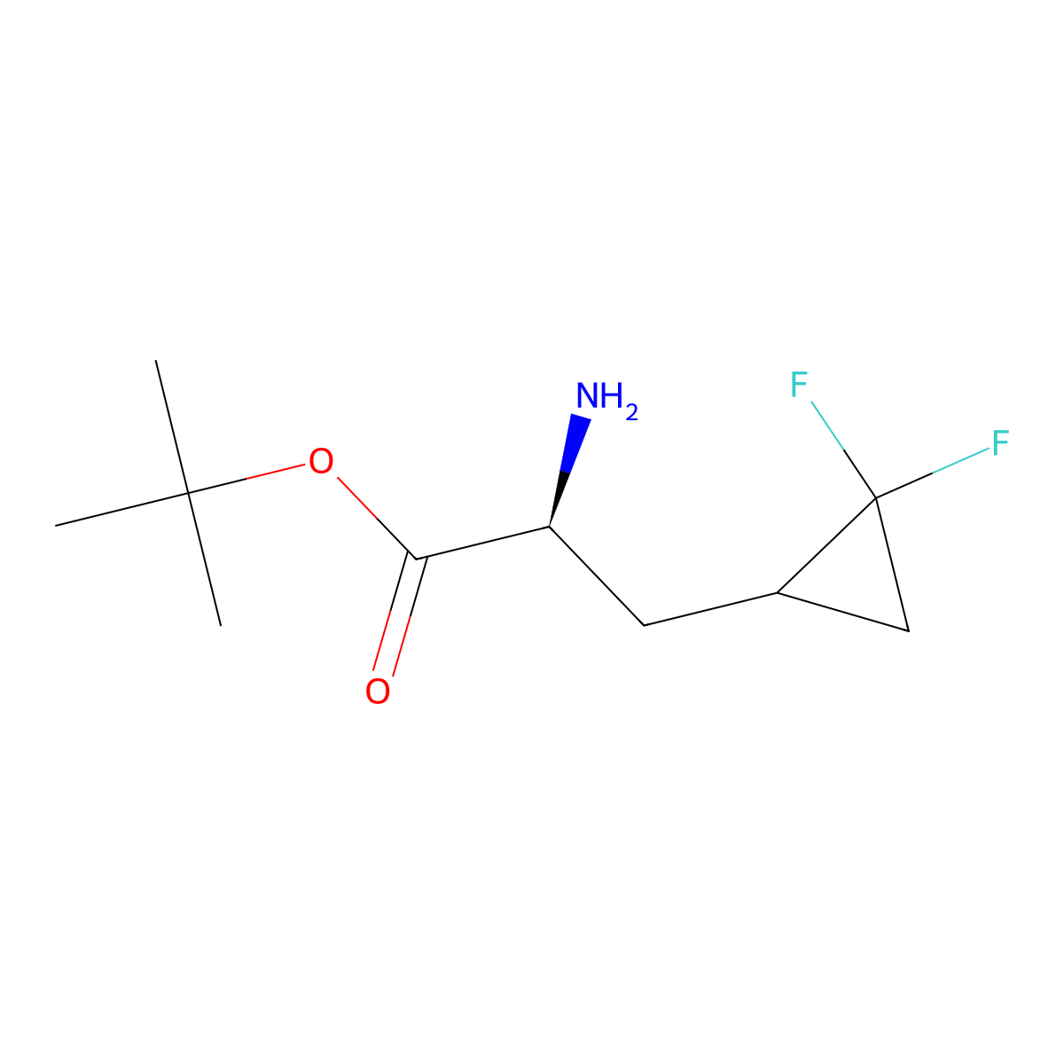 tert-butyl (2S)-2-amino-3-(2,2-difluorocyclopropyl)propanoate molecular structure, CAS 2680522-60-3