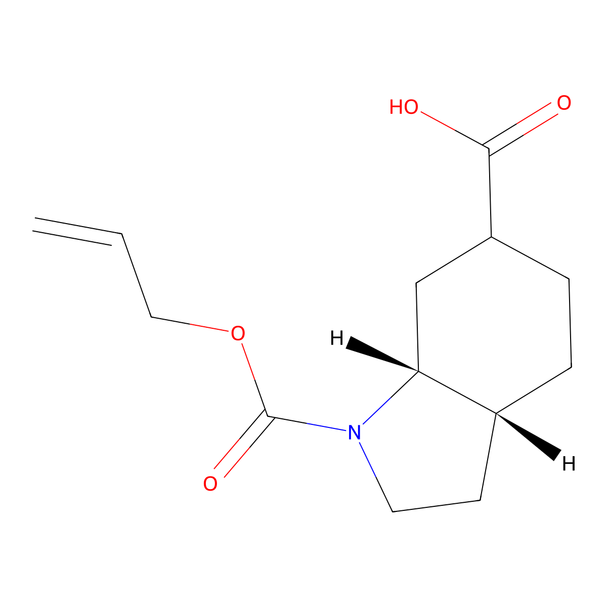 rac-(3aR,7aR)-1-[(prop-2-en-1-yloxy)carbonyl]-octahydro-1H-indole-6-carboxylic acid molecular structure, CAS 2680522-71-6