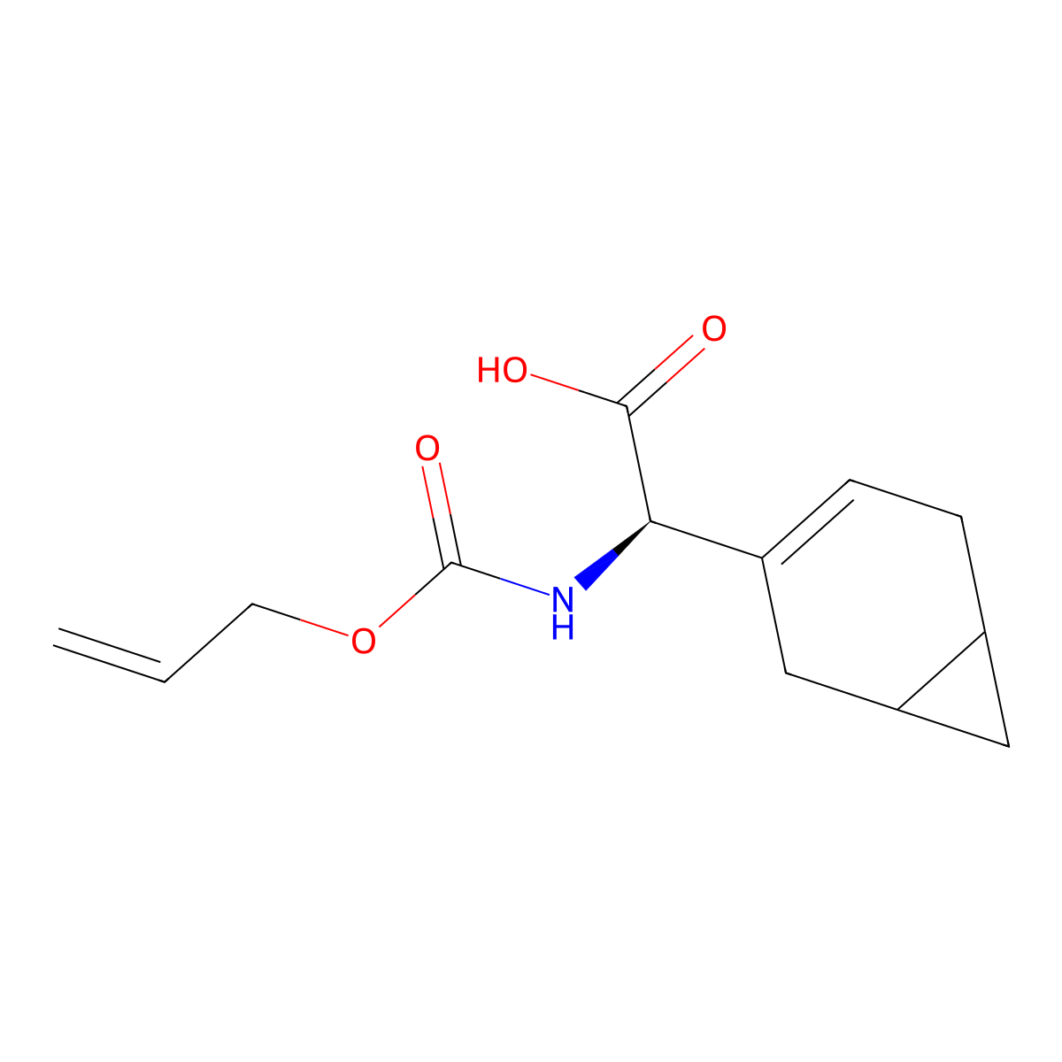 (2R)-2-{bicyclo[4.1.0]hept-3-en-3-yl}-2-{[(prop-2-en-1-yloxy)carbonyl]amino}acetic acid molecular structure, CAS 2680522-74-9
