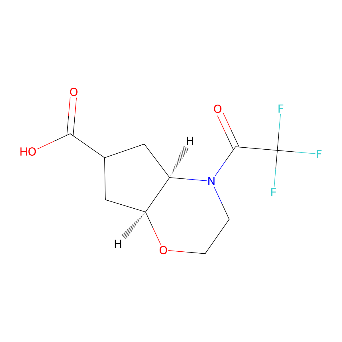 rac-(4aR,7aS)-4-(2,2,2-trifluoroacetyl)-octahydrocyclopenta[b][1,4]oxazine-6-carboxylic acid molecular structure, CAS 2680522-78-3