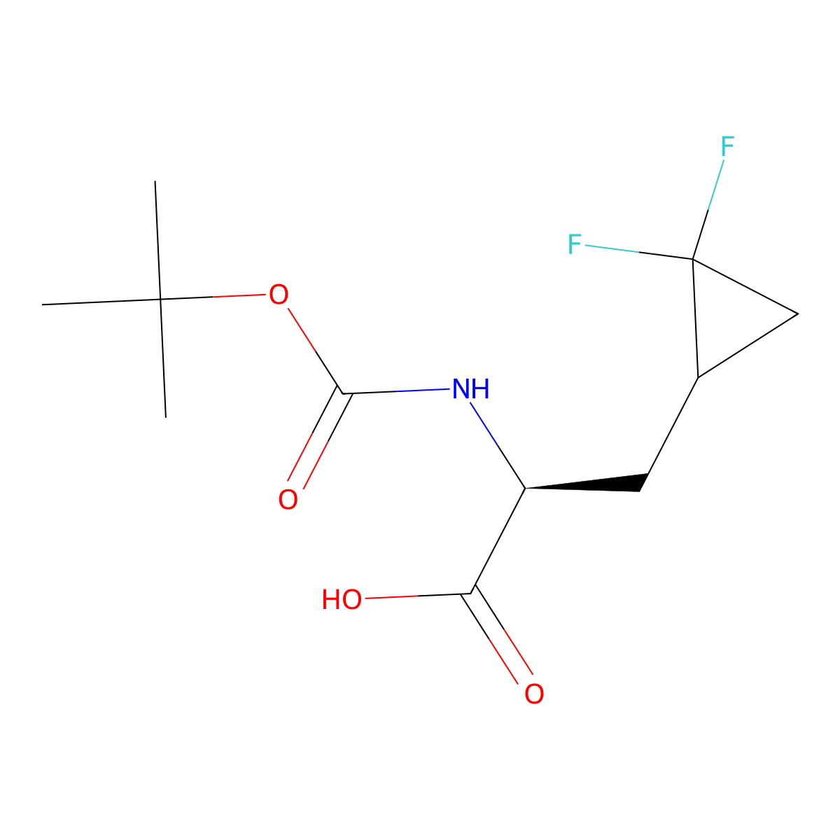 (2S)-2-{[(tert-butoxy)carbonyl]amino}-3-(2,2-difluorocyclopropyl)propanoic acid molecular structure, CAS 2680522-93-2
