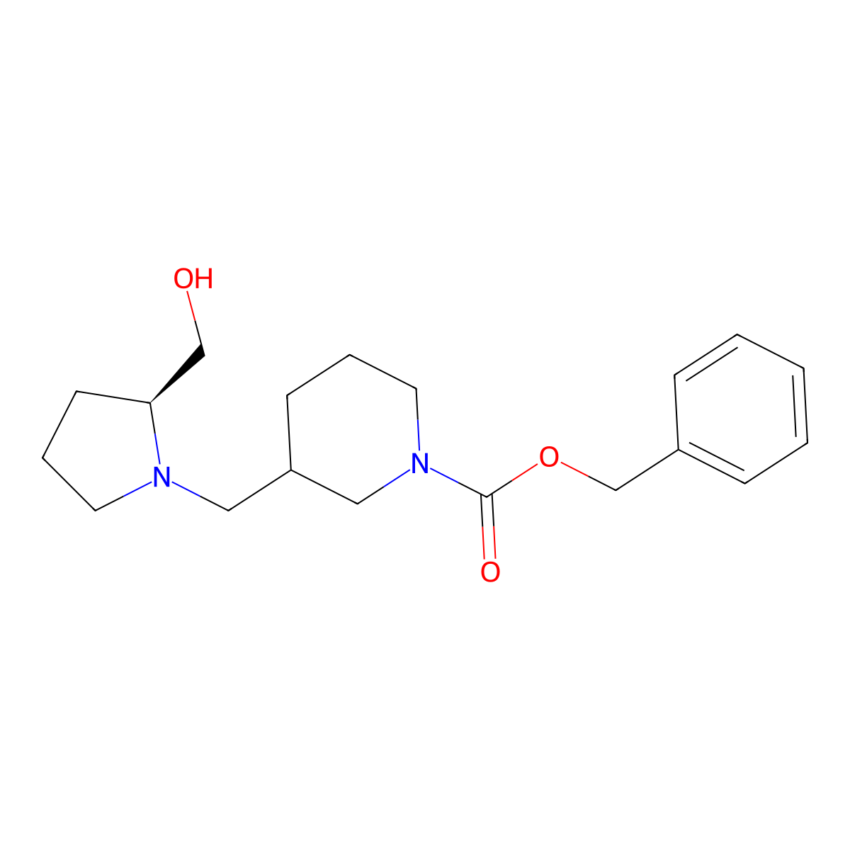 benzyl 3-{[(2S)-2-(hydroxymethyl)pyrrolidin-1-yl]methyl}piperidine-1-carboxylate molecular structure, CAS 2680522-95-4