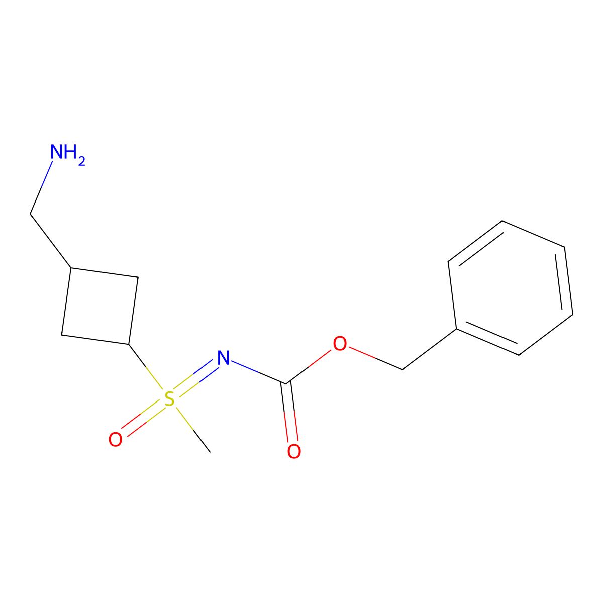 benzyl N-{[3-(aminomethyl)cyclobutyl](methyl)oxo-lambda6-sulfanylidene}carbamate molecular structure, CAS 2680524-85-8