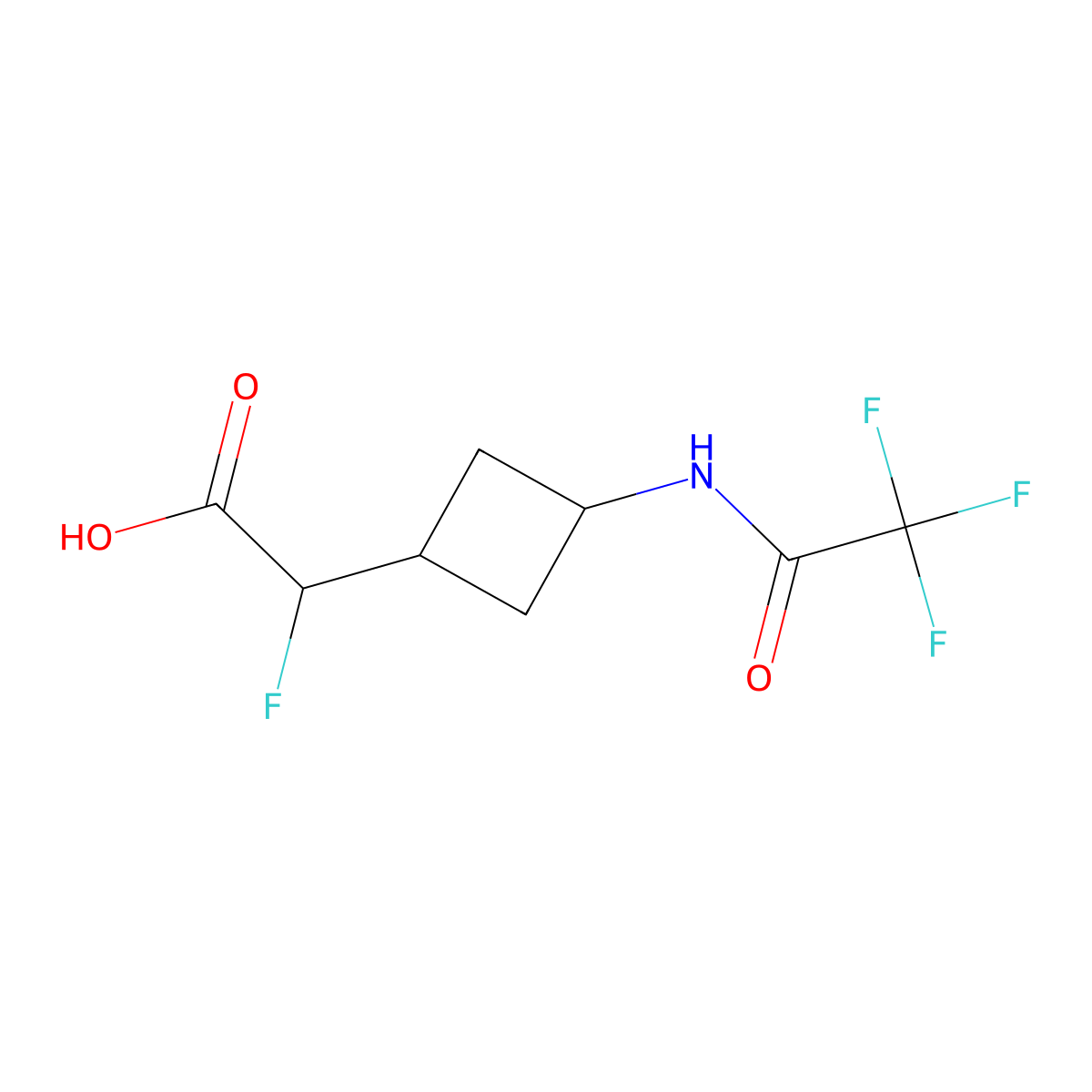 2-Fluoro-2-[3-(2,2,2-trifluoroacetamido)cyclobutyl]acetic acid molecular structure, CAS 2680524-87-0
