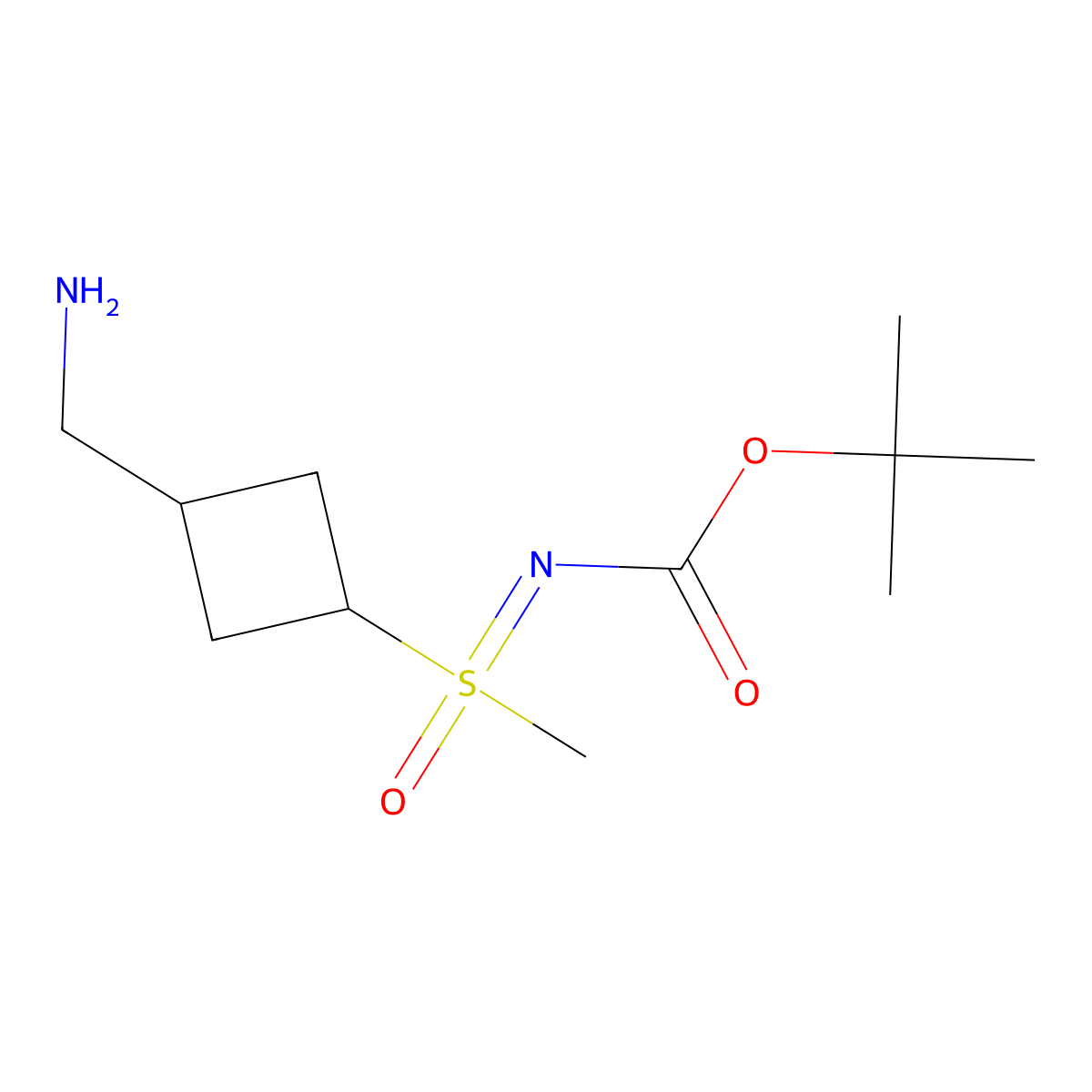 tert-butyl N-{[3-(aminomethyl)cyclobutyl](methyl)oxo-lambda6-sulfanylidene}carbamate molecular structure, CAS 2680524-91-6