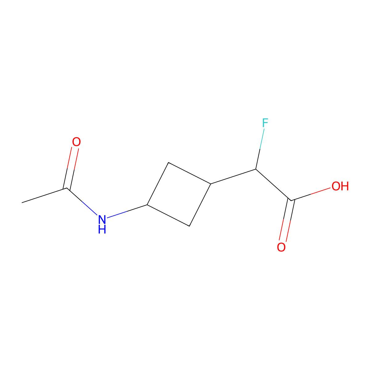 2-(3-Acetamidocyclobutyl)-2-fluoroacetic acid molecular structure, CAS 2680524-97-2