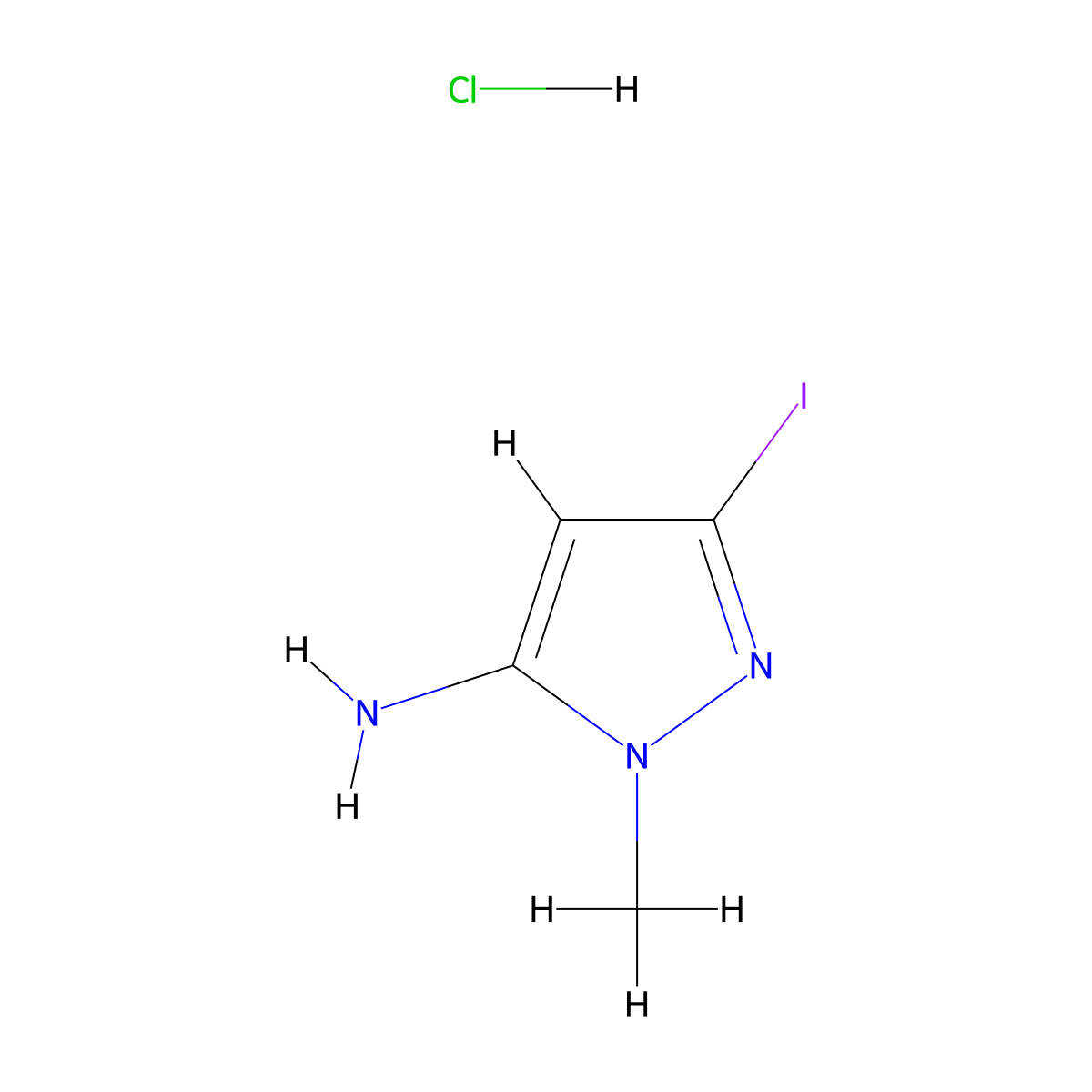 3-iodo-1-methyl-1H-pyrazol-5-amine hydrochloride molecular structure, CAS 2680527-79-9